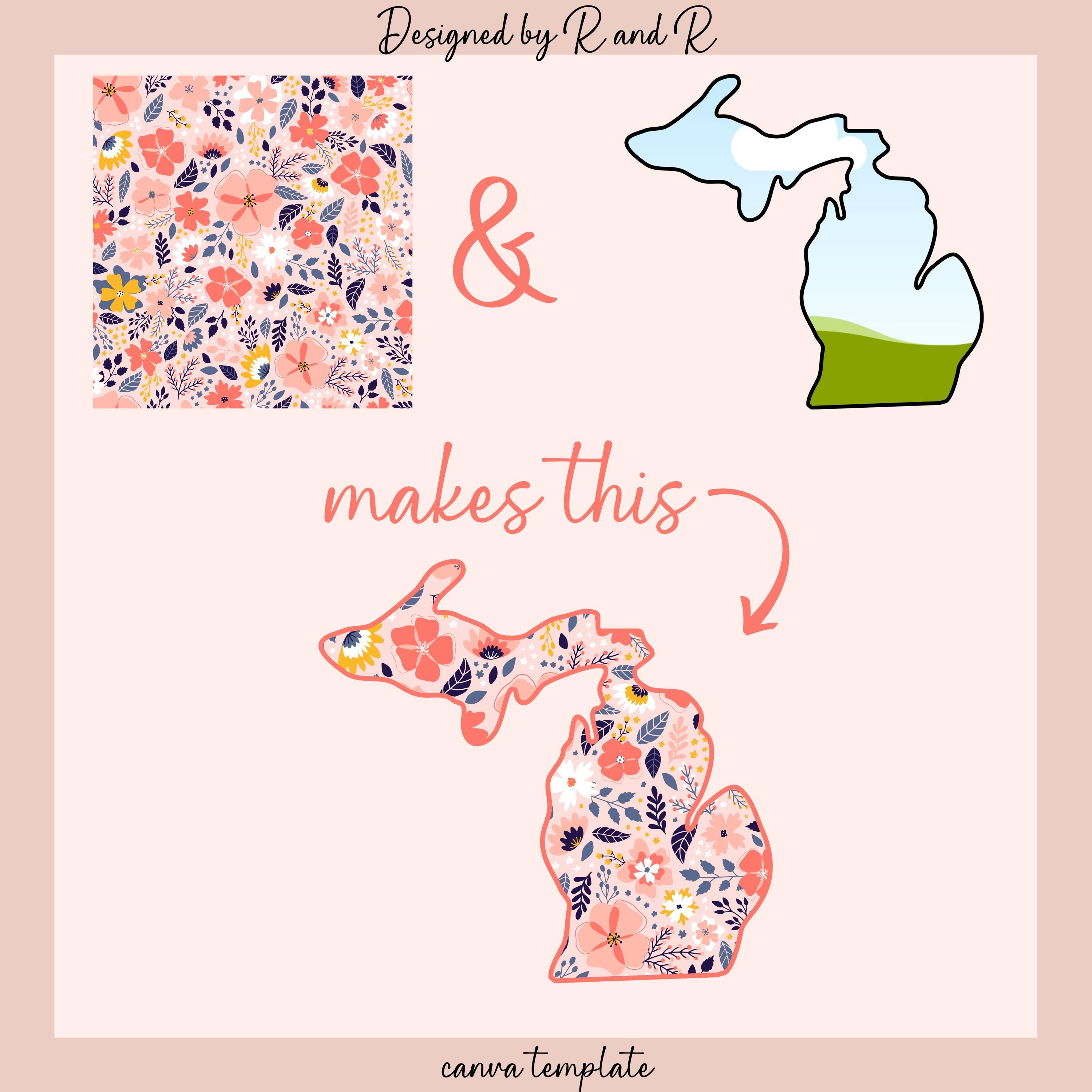 Michigan Pdf Frame Michigan Canva Frame Template From Designed by R and R - Etsy