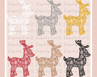 Lace Deer PNG Designs (6 colors included) From Designed By R And R