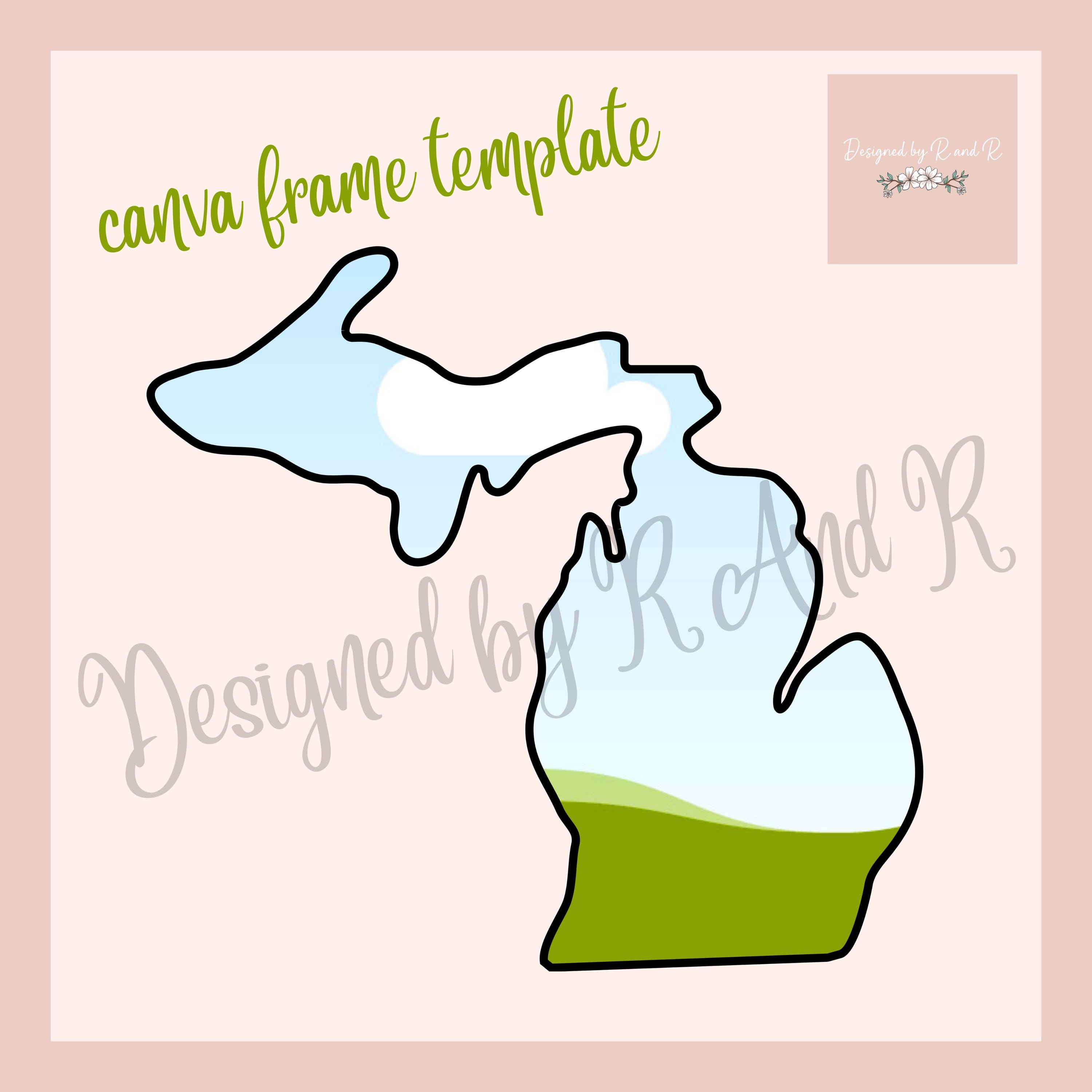 Michigan Pdf Frame Michigan Canva Frame Template From Designed by R and R - Etsy