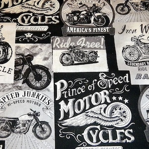 Motorcycle Ads Speed Junkie Ride Free American Biker Vintage Motorbike Motorcycle Fabric Motor Sports Sport Bike Biker Fabric Motor Scooter