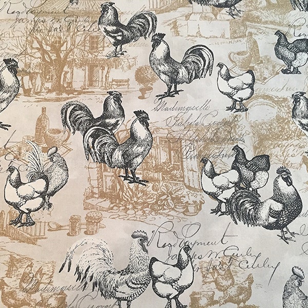 Chicken Toile French Folk Art French Roosters Country Chickens Exotic Chickens Chicken Yard French Hens Fowl Play Vintage Script Hen House