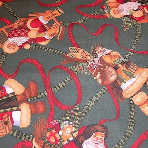 Santas Lodge Moose Lodge Country Santa Snowshoe Santa on Snowshoes Alaska Santa Woodsy Santa Ribbon Garland Rural Christmas Alexander Henry
