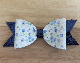 Blueberry Glitter Hair Bow