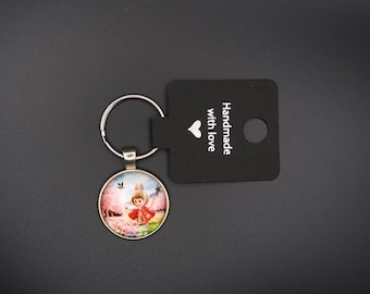 Mini Monster Cherry Blossom Choker, Glass Medallion keychain, Japanese Style Accessory