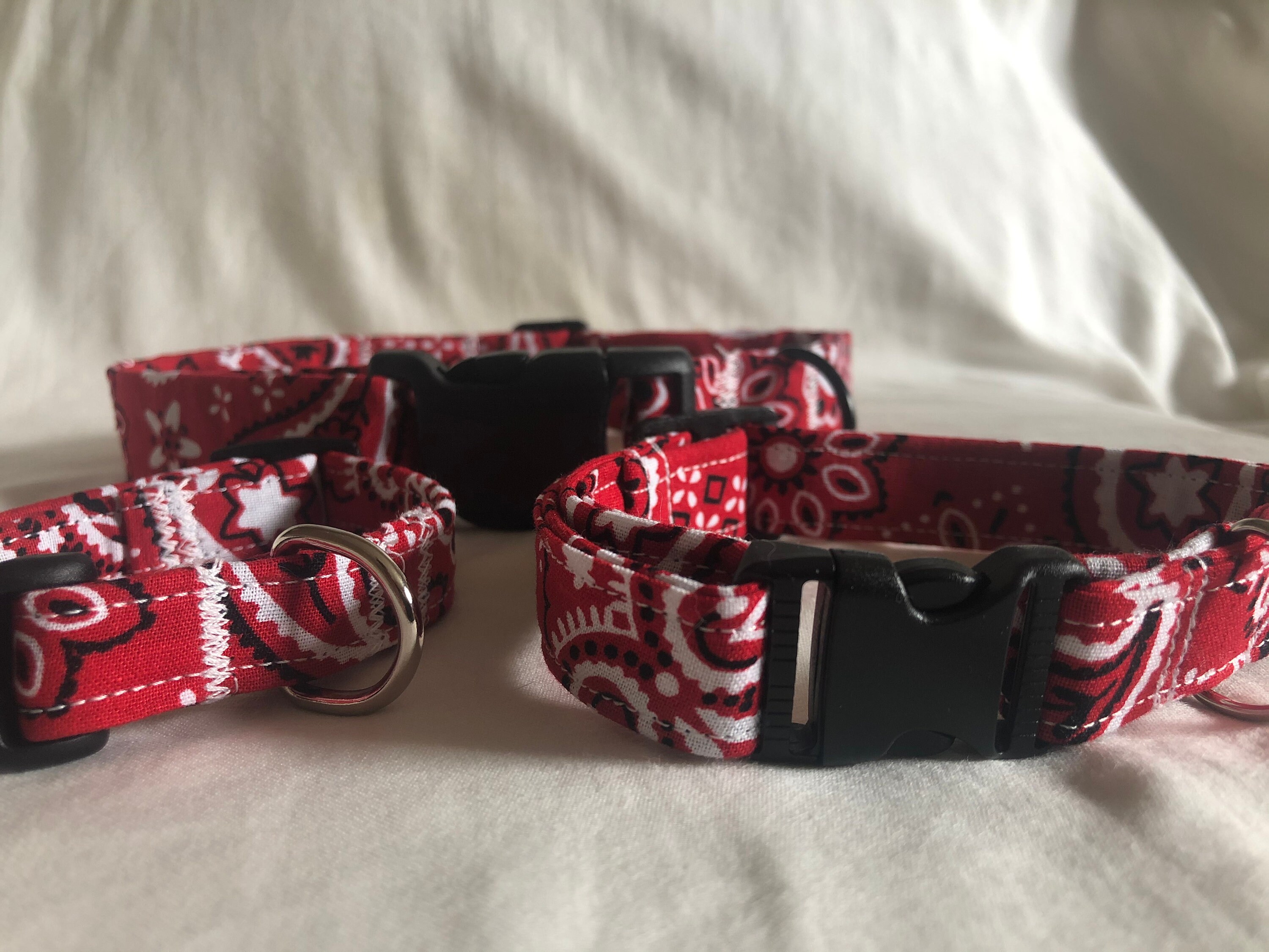 Red bandana handmade dog collar Etsy