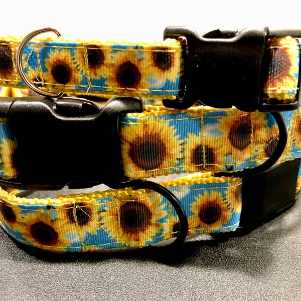 Sunflower Dog Collar, Bright Yellow,  Summer Flowers, Girly Collars