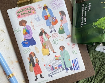 Mercado Chicas // Supermarket stickers // Grocery Stickers // Journal Stickers // Washi Stickers // Everyday Fashion Stickers