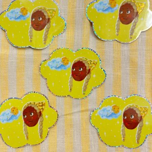 Cheesy Chica Glitter Sticker Flake // Glitter Cheese Lover Sticker Flake // Cute Glitter Chica Sticker Flake // Queso Chica Sticker