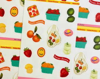 Frutas Frescas - Vinyl Sticker Set // Cute Fruit Sticker Set // Market Shop Enthusiasts Sticker Set