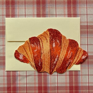 Le Croissant Note Card // Blank Die-Cut Croissant Shaped Card // French Croissant Card