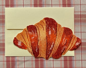 Carte de correspondance Le Croissant // Carte vierge en forme de croissant découpée // Carte de croissant français