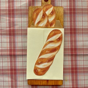 Carte de correspondance Une baguette // Carte vierge découpée en forme de baguette // Carte baguette