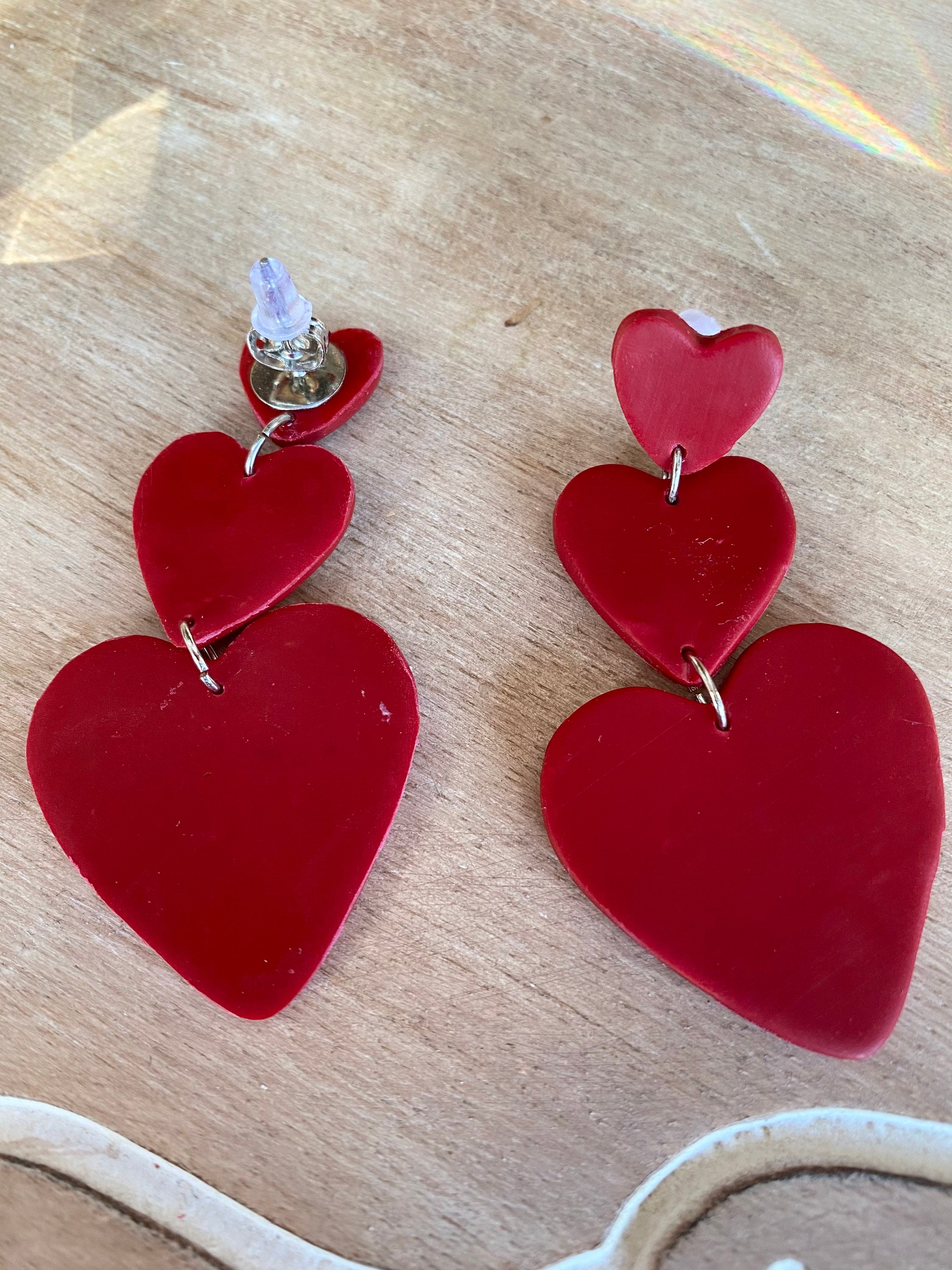 Tiered Heart Polymer Clay Earrings Etsy