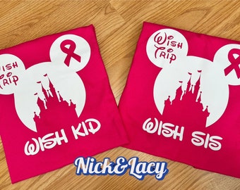 Make A Wish Shirt / Disney World  / Magic Kingdom Shirts / Wish Family Shirts / Awareness Ribbon / Cancer Ribbon Kids Wish Trip