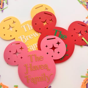 Disney Mouse Stroller Tag, Stroller Signs, Custom Last Name Sign, Stroller Nametags