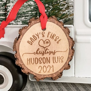 Baby&#39;s First Christmas 2025 Ornament, Custom Wood Slice, Personalized Christmas Ornament, Rustic ornament, New baby, baby shower