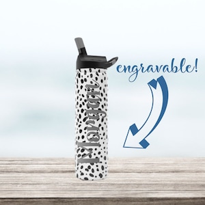 LEOPARD 2.0 Personalized water bottle, custom tumbler, steel, engraved, 27 oz SIC cup, back to school, leak proof, straw