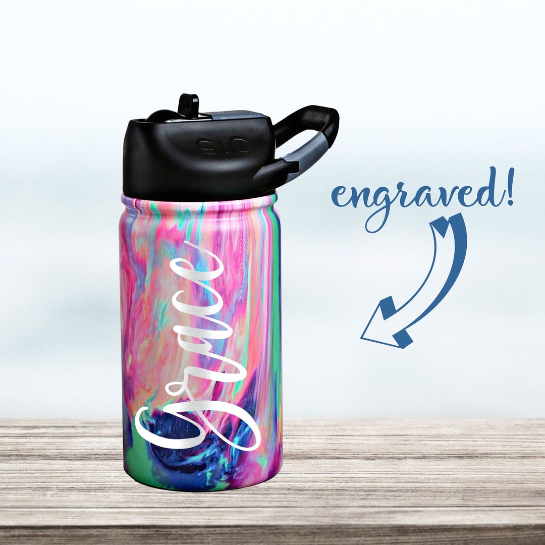 PERSONALIZED Kids Water Bottle Custom Tumbler Steel Engraved 12 Oz SIC ...