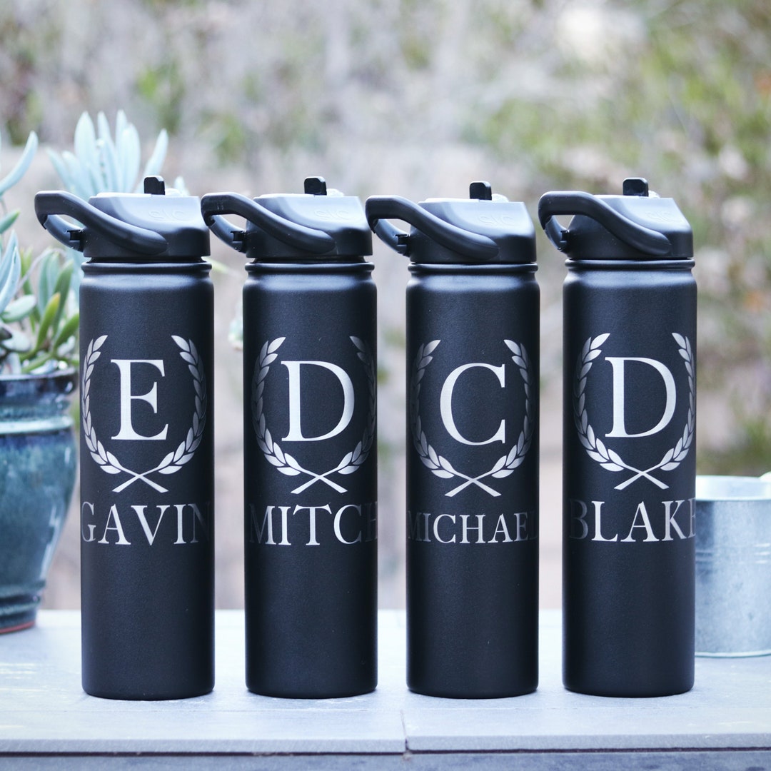 Personalized Water Bottle, Custom, Stainless Steel, Engraved, Double