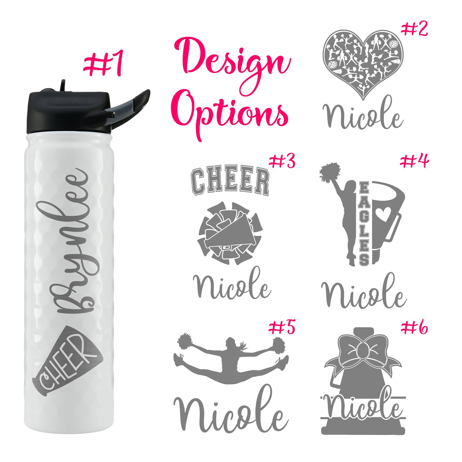 CHEER Personalized Water Bottle custom engraved Cheerleader Etsy