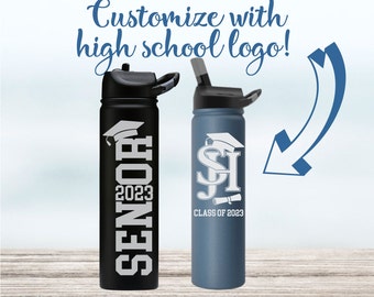 Personalized Graduation Water Bottle: Stainless Steel Tumbler with Straw