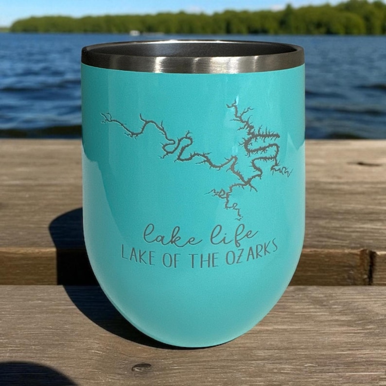 Custom Lake Map Tumbler | Lake Life "Lake" Wine glass, Custom Personalized cocktail cup, Insulated stainless steel cup lake cottage vacation image 3