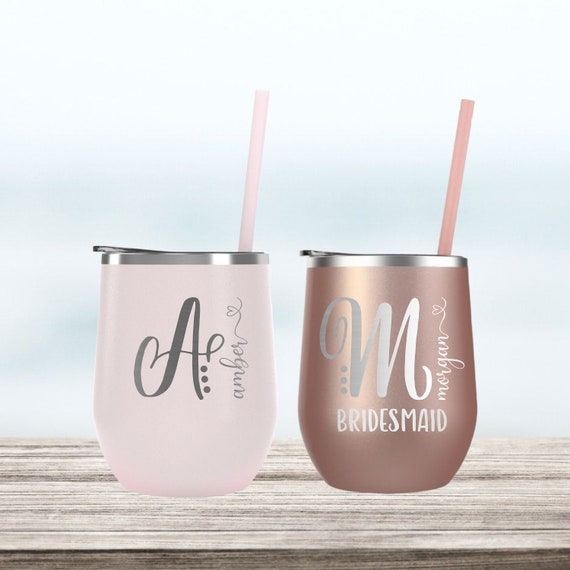 Personalized Wine Tumbler with Lid 12 oz Double Wall Insulated Stainless  Steel Custom Cup, Gifts for Women, Wedding, Birthday