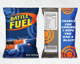 Dart Gun Party Favor Bags – Battle Fuel Birthday (Digital)