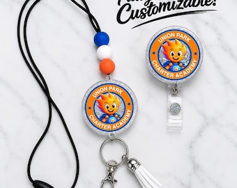 Custom School Lanyard, Personalized Mascot Badge Holder, Staff ID Reel