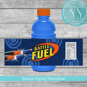 Dart Gun Water Bottle Labels- Water Bottle Labels - Dart Gun