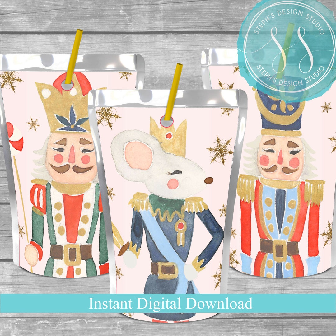 Christmas Juice Labels Nutcracker Labels Christmas Party Etsy