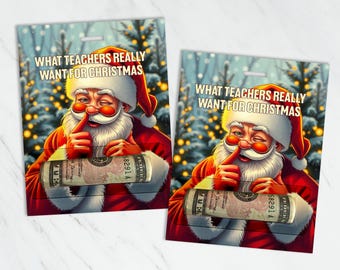 Christmas Teacher Money Card Holder, Printable Gift (Digital File)