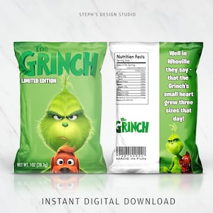 Christmas Favor Bags - Custom Chip Bags - Christmas Party- Christmas Party Supplies - Instant Download
