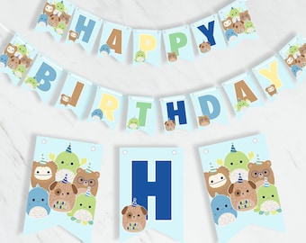 Squishy Animals Birthday Banner, Printable Party Decoration (Digital Download)