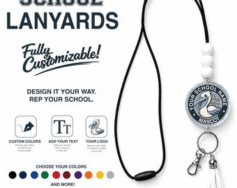 Custom School Lanyard, Personalized Mascot Badge Holder, Staff ID Holder