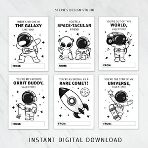 Kinder Valentinskarten | Weltraum Valentinskarten | Valentinstag Karten | Astronauten Karten | Klassenzimmer Karten | Weltraum Valentine