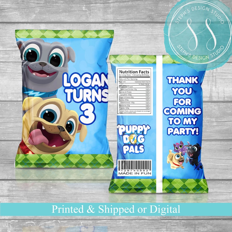 Puppy Dog Pals Favor Bags Custom Chip Bags Dog Pals - Etsy