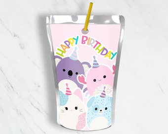 Squish Birthday Juice Labels - Capri Sun, Koolaid (Digital Download)