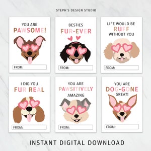 Enfants Saint-Valentin | TÉLÉCHARGEMENT INSTANTANÉ | Cartes de la Saint-Valentin | Cartes de Saint-Valentin pour chiots | Cartes de Saint-Valentin pour chiens