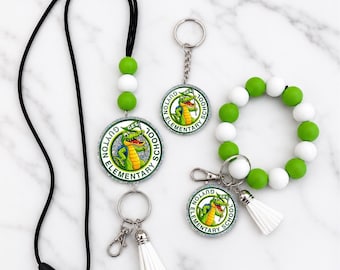 Custom School Lanyard - Wristlet - Keychain Bundle