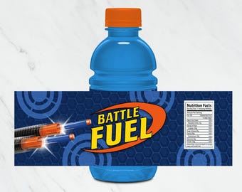 Dart Gun Water Bottle Labels – Battle Fuel Party (Digital File)