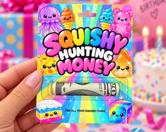 Squishy Hunting Money Holder for kids, Cash Gift Card Holder, Birthday Money gift, Squishy Shopping Gift, Kids Birthday Gift