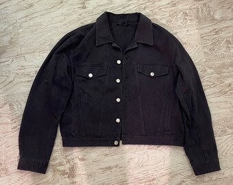Agnes B. Washed Black Denim Jacket - French Luxury Designer - Authentic