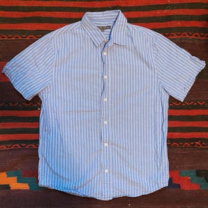Blue White Striped Oxford - MEDIUM
