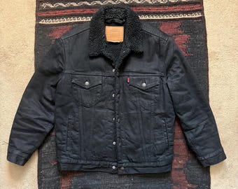 Chaqueta vaquera negra con forro de borrego de Levi's - Talla S para hombre - Mangas entalladas