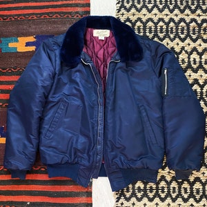 Vintage 80s Fur Collar Bomber Jacket / Fall Fashion