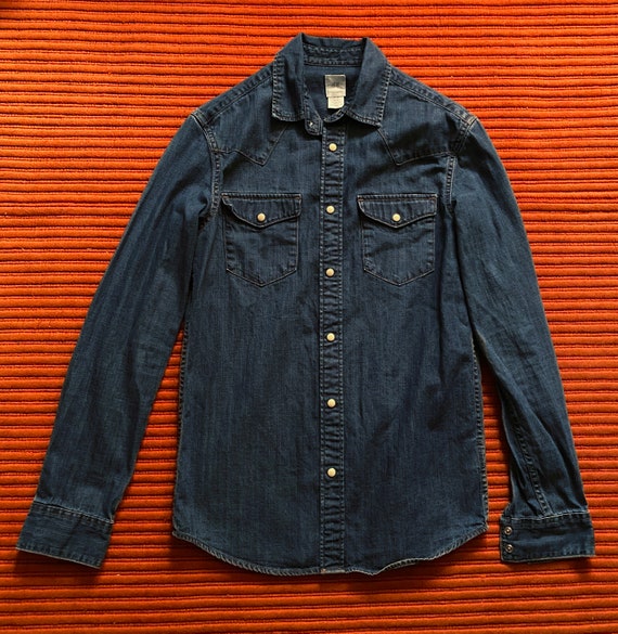 Men's Dark Denim Western Style Shirt 