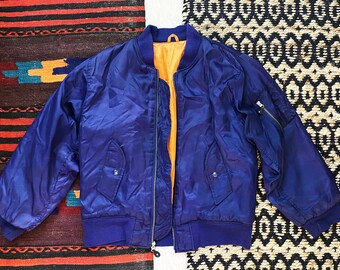 Vintage Oversized Loose Fit Flight Jacket - Navy - Men's M/L