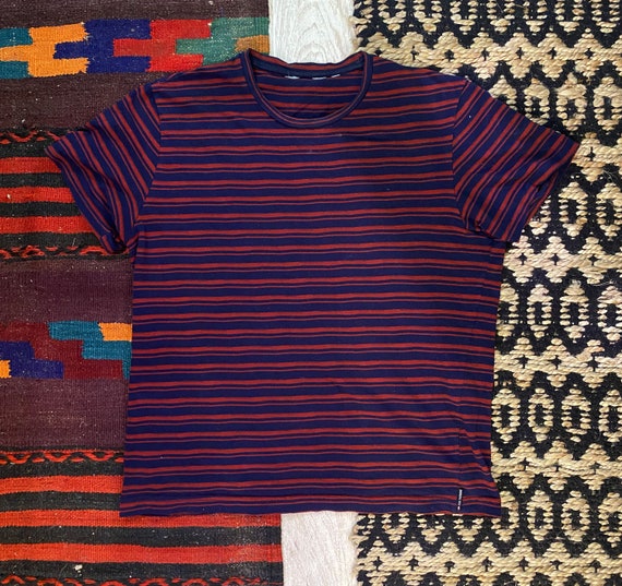 Ben Sherman, Ben Sherman Blue & Red Striped T Shirt - Men's Small/Medium