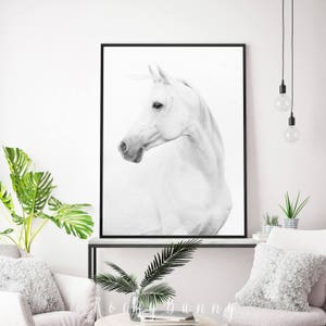 Horse print, printable wall art poster, black and white horse photography, instant download horse printable art, modern horse art, large art image 2